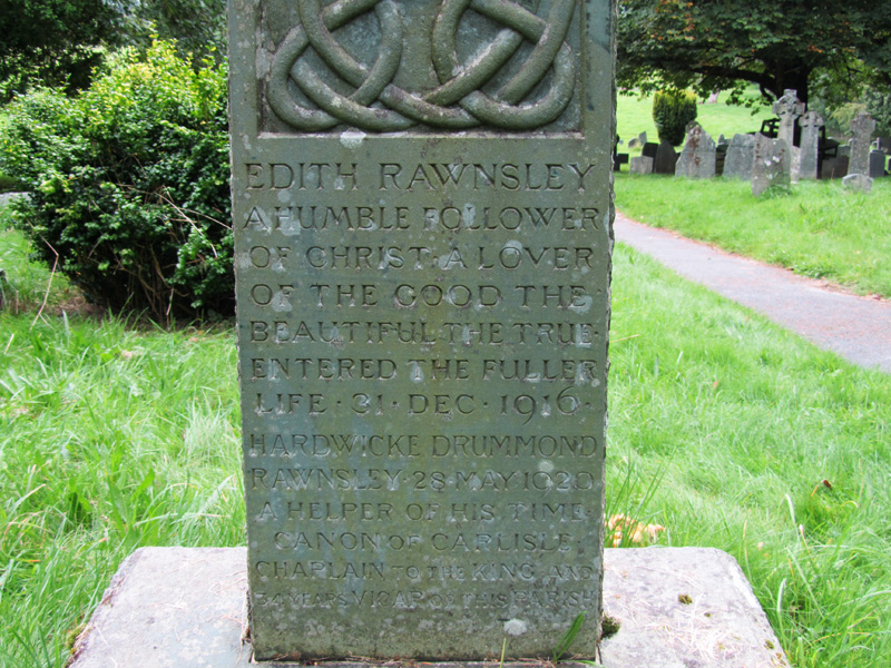 Rawnsley Headstone - Inscription to Edith and Hardwicke